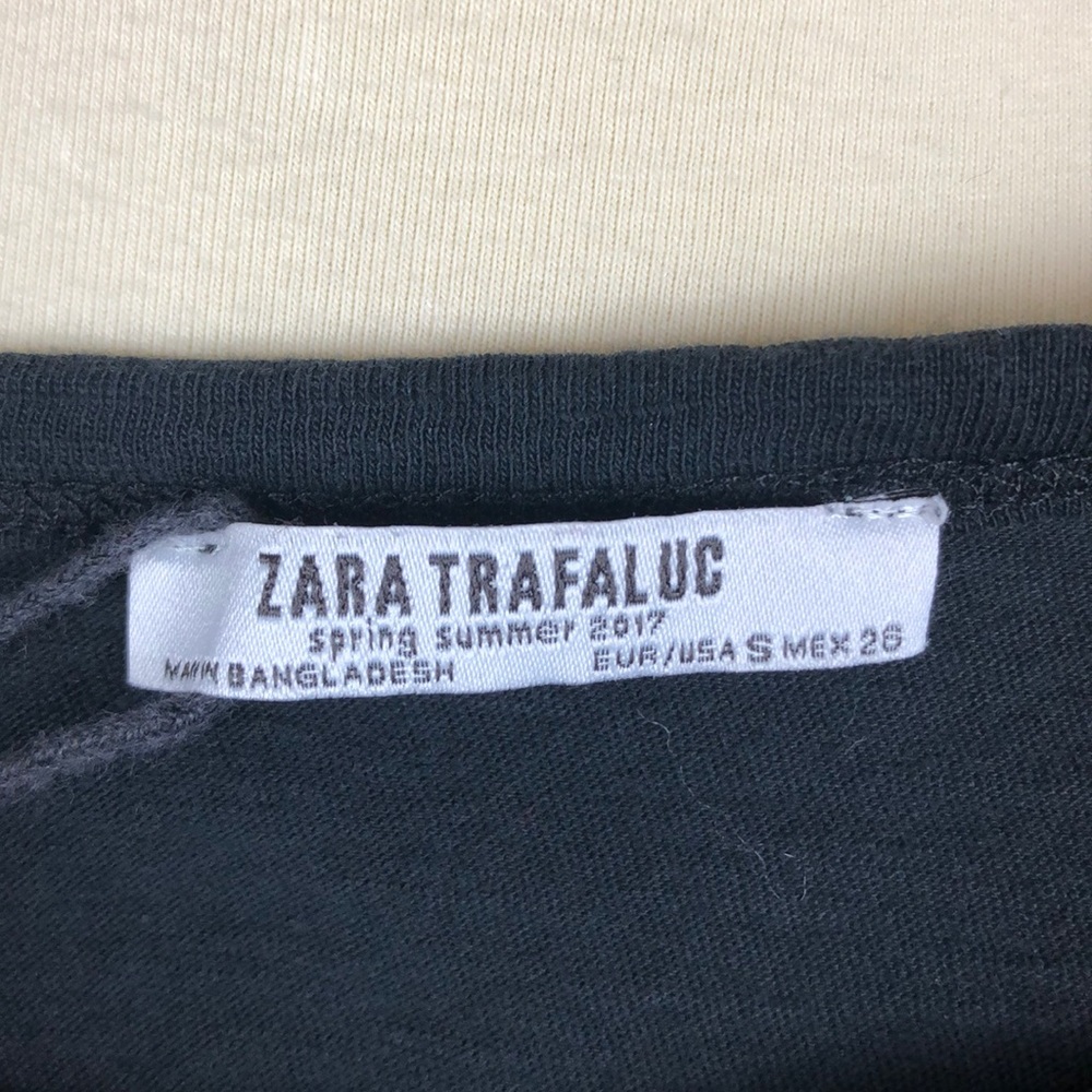 Zara Trafaluc Black Crew Neck Short Sleeve Top - Size Small - Picture 8 of 9